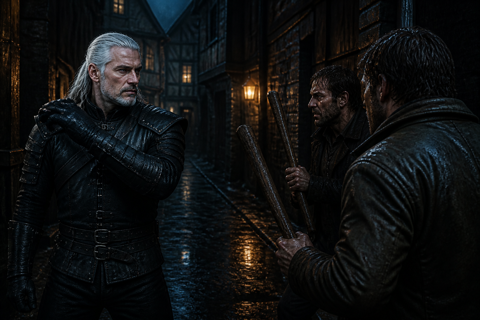 Geralt zostaje otoczony w zaułku