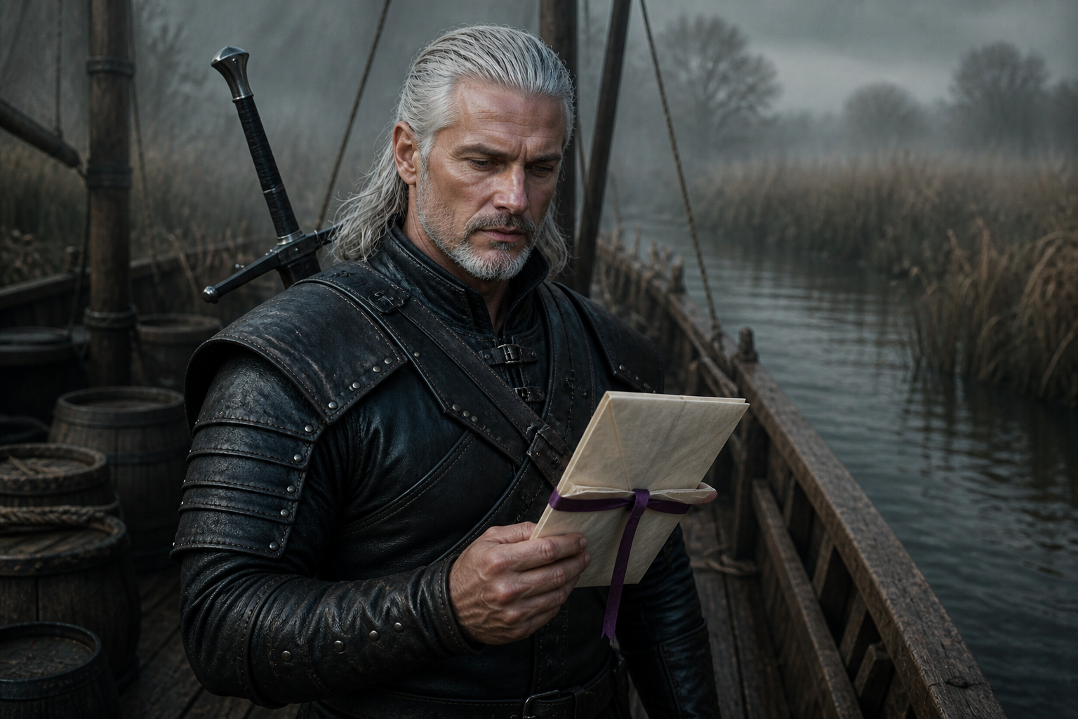 Geralt czyta przy burcie drugi list, starannie zapisany na pergaminie.